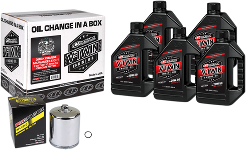 MAXIMA RACING OIL Quick Change M8 Synthetic 20W-50 Oil Change Kit - Chrome Filter 90-129015PC