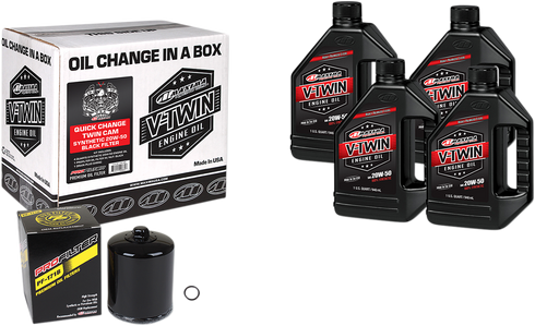 MAXIMA RACING OIL Quick Change Twin Cam Synthetic 20W-50 Oil Change Kit - Black Filter 90-119014PB