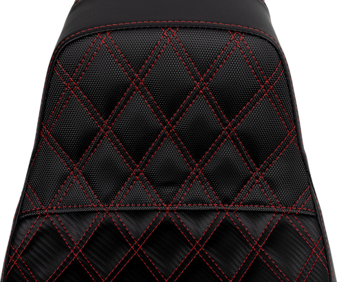 SADDLEMEN Pro Series SDC Performance Seat - Carbon Fiber/Lumbar Gripper - Red Stitch - Dyna '06-'17 SC80604RED