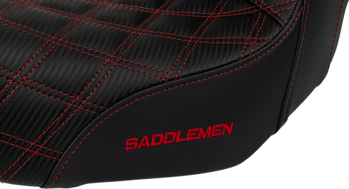 SADDLEMEN Pro Series SDC Performance Seat - Carbon Fiber/Lumbar Gripper - Red Stitch - Dyna '06-'17 SC80604RED