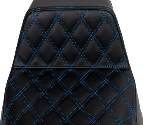 SADDLEMEN Step-Up Seat - Front Lattice Stitch - Blue Stitch - FLH/FLT '08-'23 808-07B-17201