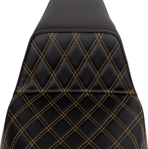 SADDLEMEN Step-Up Seat - Front Lattice Stitch - Gold Stitch - FLH/FLT '08-'23 808-07B-17207