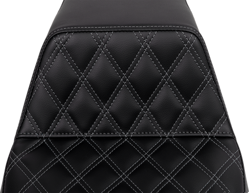 SADDLEMEN Step-Up Seat - Front Lattice Stitch - Dark Gray Stitch - FLH/FLT '08-'23 808-07B-17202
