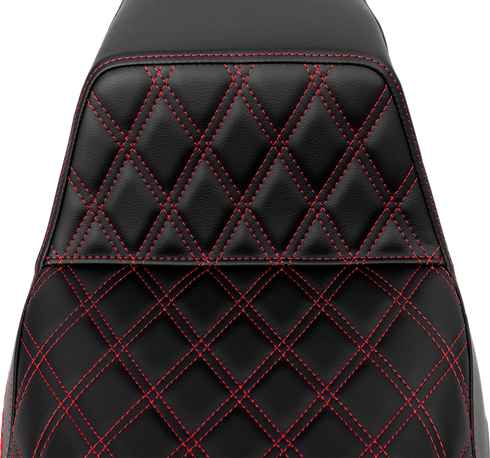 SADDLEMEN Step-Up Seat - Front Lattice Stitch - Red Stitch - FLH/FLT '08-'23 808-07B-17204