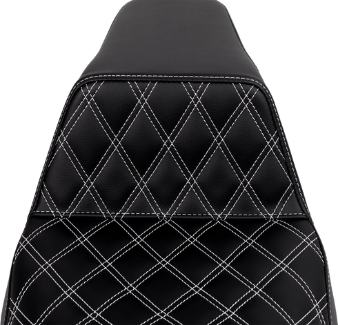 SADDLEMEN Step-Up Seat - Front Lattice Stitch - White Stitch - FLH/FLT '08-'23 808-07B-17206