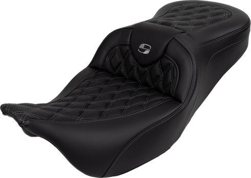 SADDLEMEN Roadsofa™ Seat - with Backrest - Dark Gray Stitch - FL '08-'23 808-07B-182B2