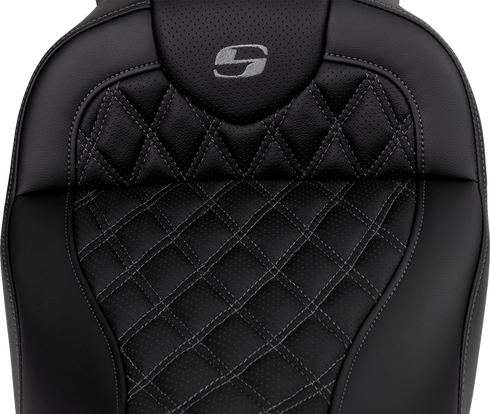 SADDLEMEN Roadsofa™ Seat - with Backrest - Dark Gray Stitch - FL '08-'23 808-07B-182B2