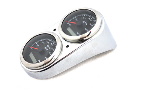 V-Twin GPS Speedometer and Tachometer Dash Kit Chrome - 39-0840