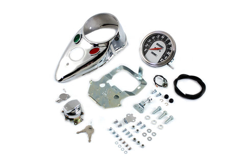 V-Twin Chrome Cateye Dash Panel Kit with 1:1 Ratio Speedometer - 39-0900
