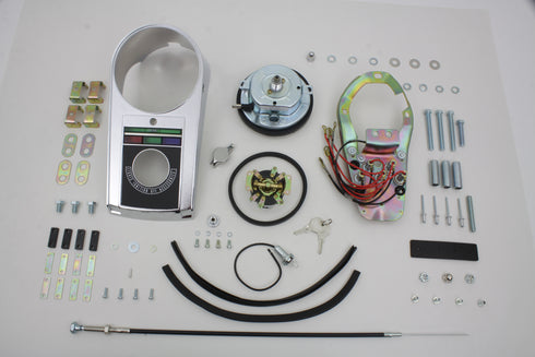 V-Twin Chrome Cast Dash Panel Kit with 2:1 Ratio Speedometer - 39-0914