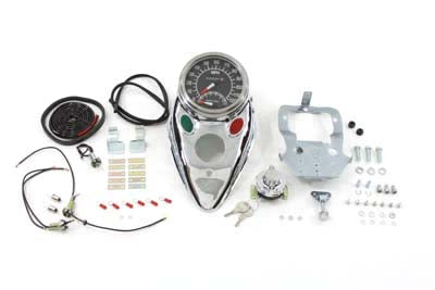 V-Twin Chrome Cateye Dash Panel Kit with 1:1 Ratio Speedometer - 39-0922