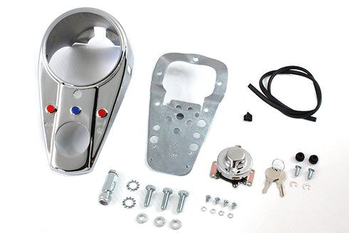V-Twin Chrome Three Light Dash Panel Kit - 39-0951