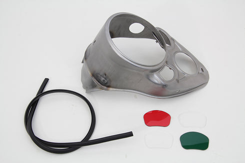 V-Twin Raw Skull Dash Panel with Red Lens - 39-1779