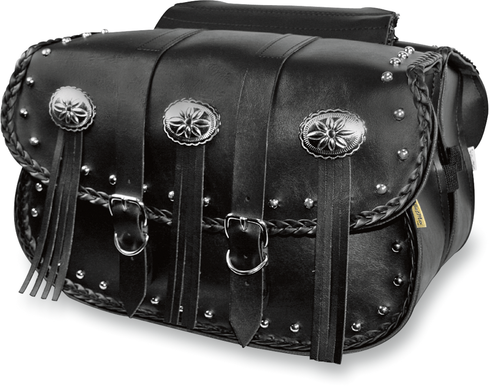 WILLIE & MAX LUGGAGE Warrior Saddlebag - Black - Studded - Black 58320-00