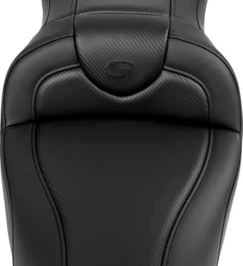 SADDLEMEN Roadsofa™ Seat - without Backrest - Carbon Fiber - Black Stitch - 'FL '08-'19 808-07B-18500