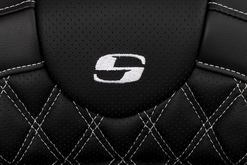SADDLEMEN Roadsofa™ Seat - with Backrest - White Stitch - FL '08-'23 808-07B-182B6
