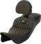 SADDLEMEN RoadSofa™ Seat - Honeycomb - Gold Stitch - with Backrest - Extended Reach - FLH/FLT '08-'24 808-07B-190B7