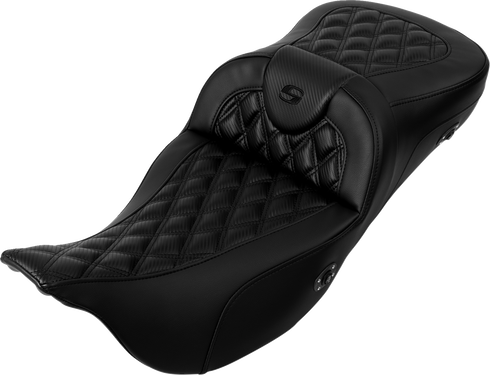 SADDLEMEN Roadsofa™ Extended Reach Seat - without Backrest - Lattice Stitch - Carbon Fiber - FL '08-'23 808-07B-207A0