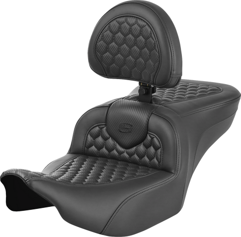 SADDLEMEN Roadsofa™ Seat - with Backrest - Honeycomb - FLTR/FLHX '23-'24 823-07-189B0