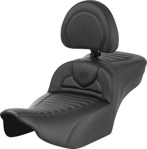 SADDLEMEN Roadsofa™ Extended Reach Seat - with Backrest - Tuck-n-Roll - FLTR/FLHX '23-'24 823-07-203B0