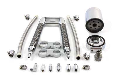 V-Twin Dual Tube Vertical Style Oil Cooler Kit - 40-0348