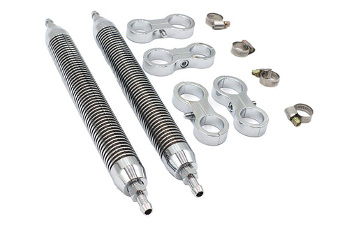 Wyatt Gatling Oil Cooler Set Twin Style Billet Chrome - 40-0349