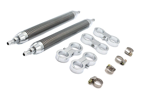 Wyatt Gatling Oil Cooler Set Twin Style Billet Chrome - 40-0349