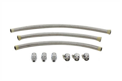 V-Twin Custom Stainless Steel Oil Line Kit - 40-0467