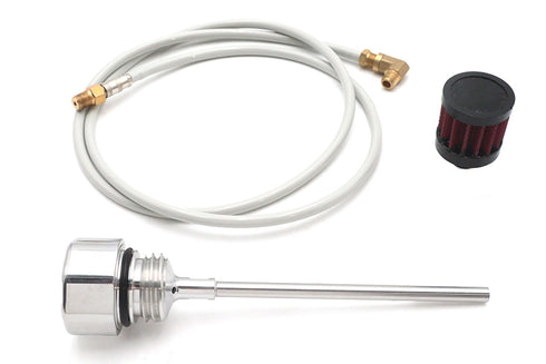 V-Twin M8 Oil Tank Vented Dipstick Polished - 40-0644