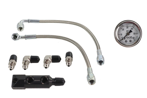 V-Twin Panhead Rocker Box Oil Line and Gauge Kit - 40-0759