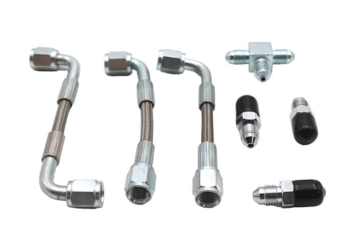 V-Twin Bastardo Overhead Valve Oil Line Set Stainless Steel - 40-0760