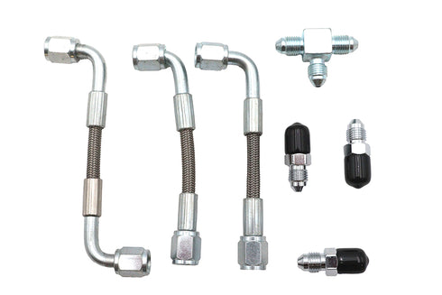 V-Twin Bastardo Overhead Valve Oil Line Set Stainless Steel - 40-0760