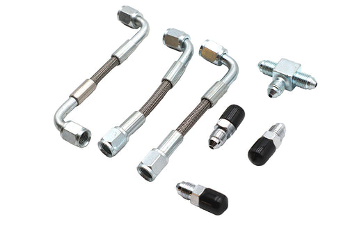 V-Twin Bastardo Overhead Valve Oil Line Set Stainless Steel - 40-0760