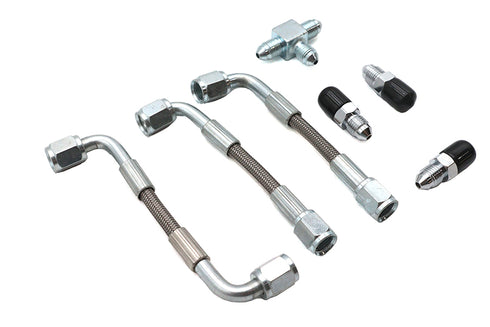V-Twin Bastardo Overhead Valve Oil Line Set Stainless Steel - 40-0760
