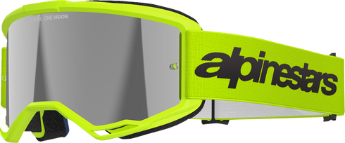 ALPINESTARS GOGGLES Vision 3 Goggle - Wordmark - Yellow Fluo - Silver Mirror Lens 5103225-5299