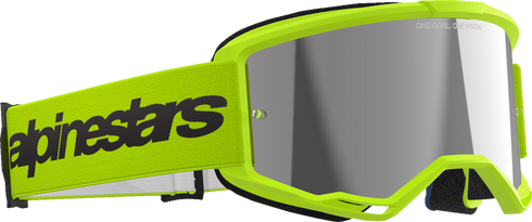 ALPINESTARS GOGGLES Vision 3 Goggle - Wordmark - Yellow Fluo - Silver Mirror Lens 5103225-5299