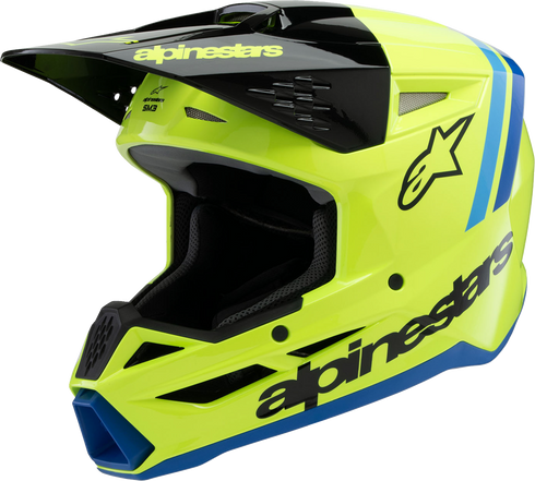 ALPINESTARS Youth SM3 Helmet - Radium - Gloss Yellow Fluo/Black/Blue - Small 8301825-5017-YS