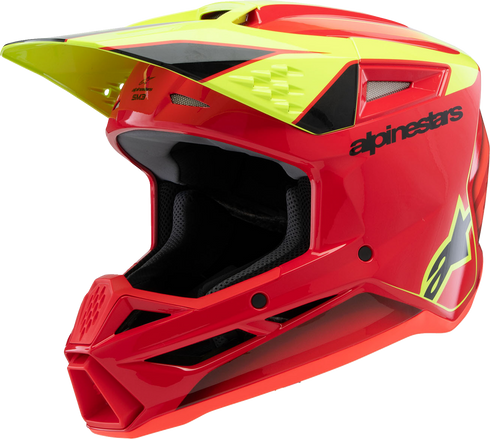 ALPINESTARS Youth SM3 Helmet - Fray - Gloss Red/Yellow Fluo/Black - Medium 8301625-3051-YM