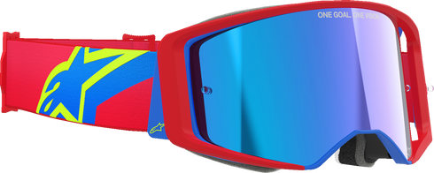 ALPINESTARS GOGGLES Supertech Goggle - Corp - Red/Blue - ABS Vision - Blue Mirror Lens 5100325-3055