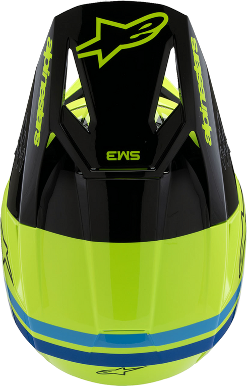 ALPINESTARS Youth SM3 Helmet - Radium - Gloss Yellow Fluo/Black/Blue - Medium 8301825-5017-YM