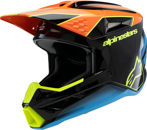 ALPINESTARS Youth SM3 Helmet - Fray - Gloss Black/Orange/Yellow Fluo - Large 8301625-1455-YL