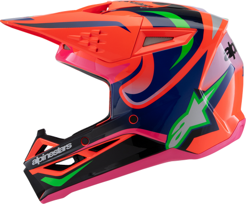 ALPINESTARS Youth SM3 Helmet - Deegan - Gloss Orange Fluo/Purple/Pink Fluo - Medium 8301425-433-YM