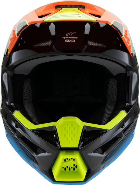ALPINESTARS Youth SM3 Helmet - Fray - Gloss Black/Orange/Yellow Fluo - Small 8301625-1455-YS