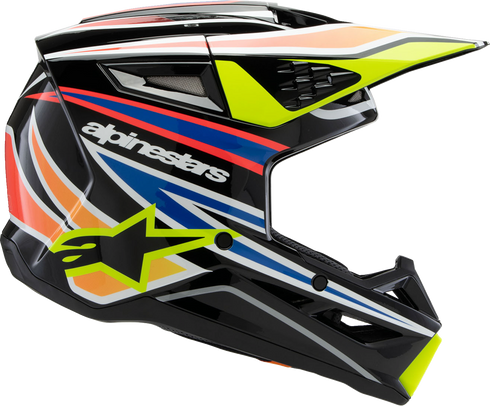 ALPINESTARS Youth SM3 Helmet - Wurx - Gloss Black/Yellow Fluo/Blue/Red Medium 8302025-1574-YM
