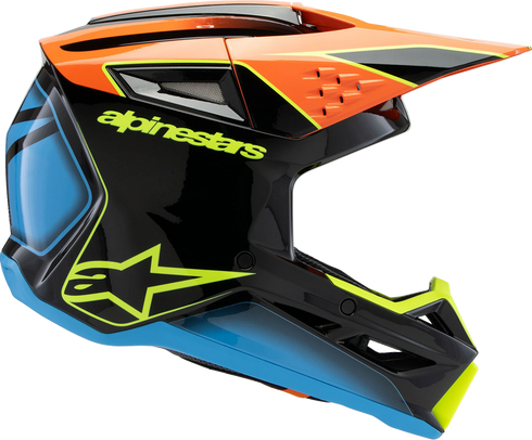 ALPINESTARS Youth SM3 Helmet - Fray - Gloss Black/Orange/Yellow Fluo - Small 8301625-1455-YS