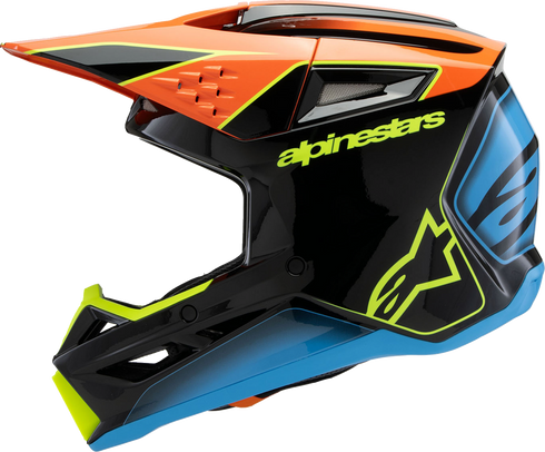 ALPINESTARS Youth SM3 Helmet - Fray - Gloss Black/Orange/Yellow Fluo - Large 8301625-1455-YL