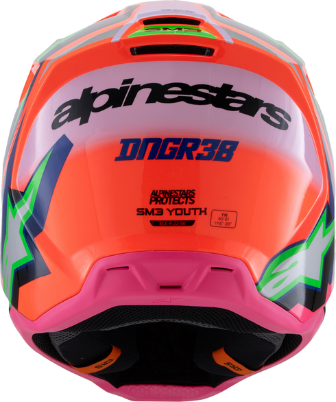 ALPINESTARS Youth SM3 Helmet - Deegan - Gloss Orange Fluo/Purple/Pink Fluo - Medium 8301425-433-YM