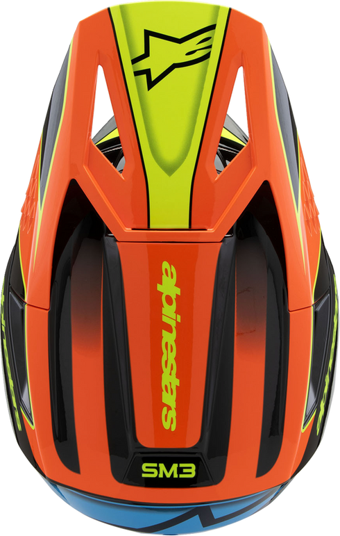 ALPINESTARS Youth SM3 Helmet - Fray - Gloss Black/Orange/Yellow Fluo - Small 8301625-1455-YS