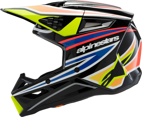 ALPINESTARS Youth SM3 Helmet - Wurx - Gloss Black/Yellow Fluo/Blue/Red - Small 8302025-1574-YS