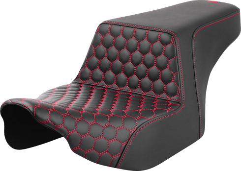 SADDLEMEN Step-Up Seat - Front Honeycomb - Red Stitching - FL '23-'24 823-07-17704